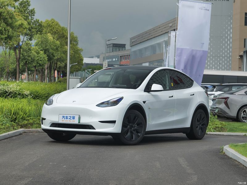 Pearl white Tesla Model Y car